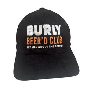 Burly Beer’d Hat Mens Black Flexfit Bearded Guys Beer Ball Cap Gift Size L/XL